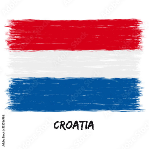 Flag of the country Croatia (Europe). Hand drawn state banner in grunge style.