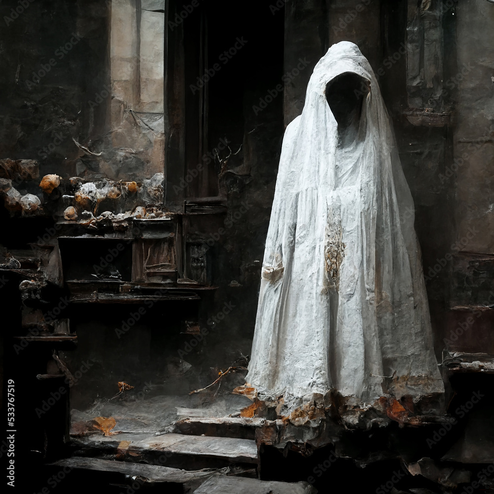 scary woman ghost in abandoned spooky building horror Halloween Stock ...