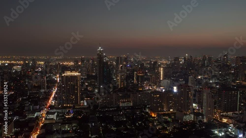 Wallpaper Mural sunset night illumination bangkok cityscape downtown traffic aerial panorama 4k timelapse thailand   Torontodigital.ca