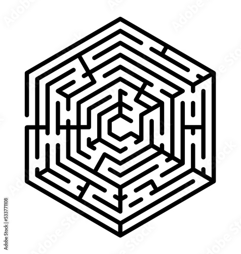 Hexagon maze illustration