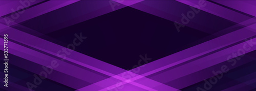 Purple modern abstract wide banner with geometric shapes. Dark purple abstract background. Vector illustration