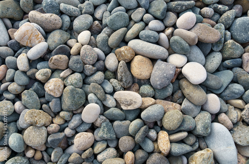 Texture of small sea pebbles. View from above. Texture of small sea pebbles. View from above.