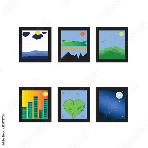 set of icons for frame wall vector design