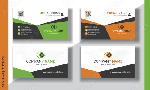 Corporate clean style modern business card design, professional creative visiting card template