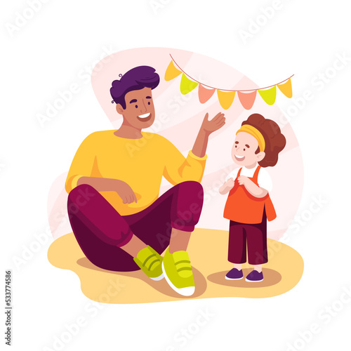 Interacting with adults isolated cartoon vector illustration.