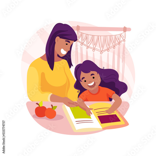 Reading books aloud isolated cartoon vector illustration.