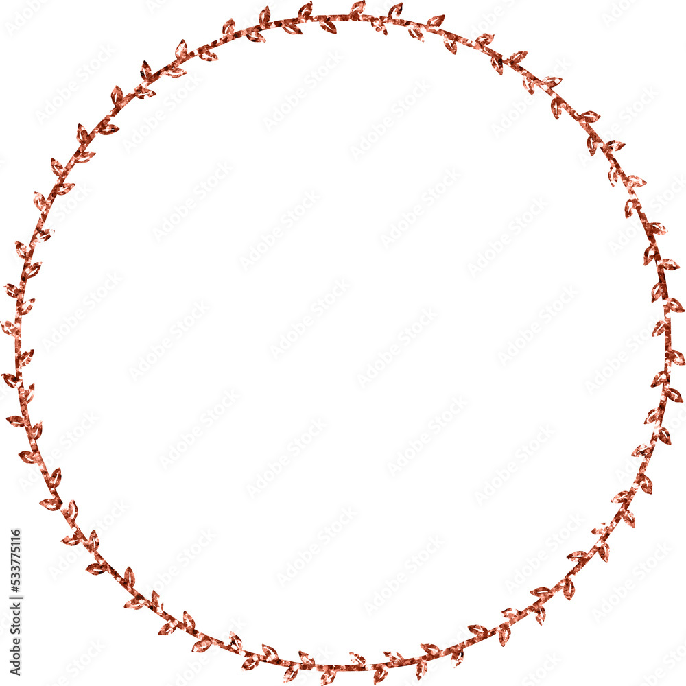 Naklejka premium Boho Glitter Leaf Circle Border Frame