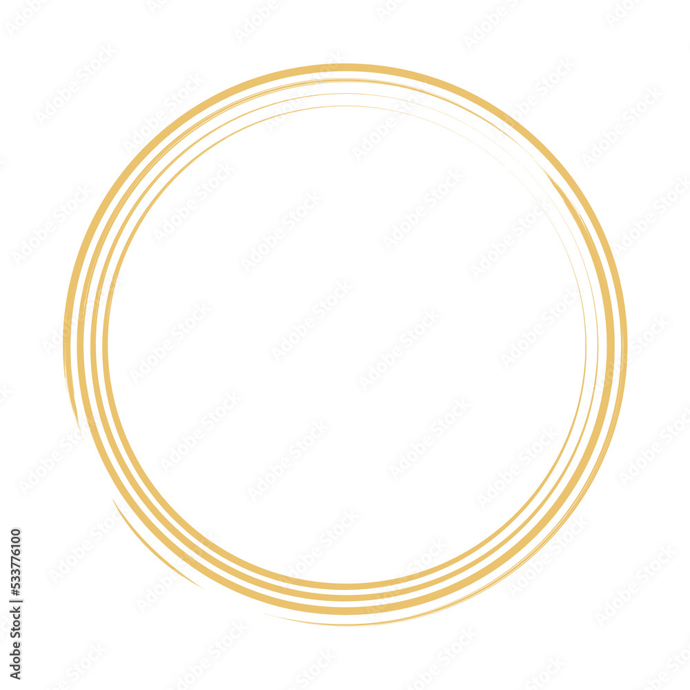 Hand drawn calligraphy circle frame on transparent background. Abstract golden scribble background. Copy space for text Hand drawn calligraphy circle frame on transparent background. Abstract golden scribble background. Copy space for text