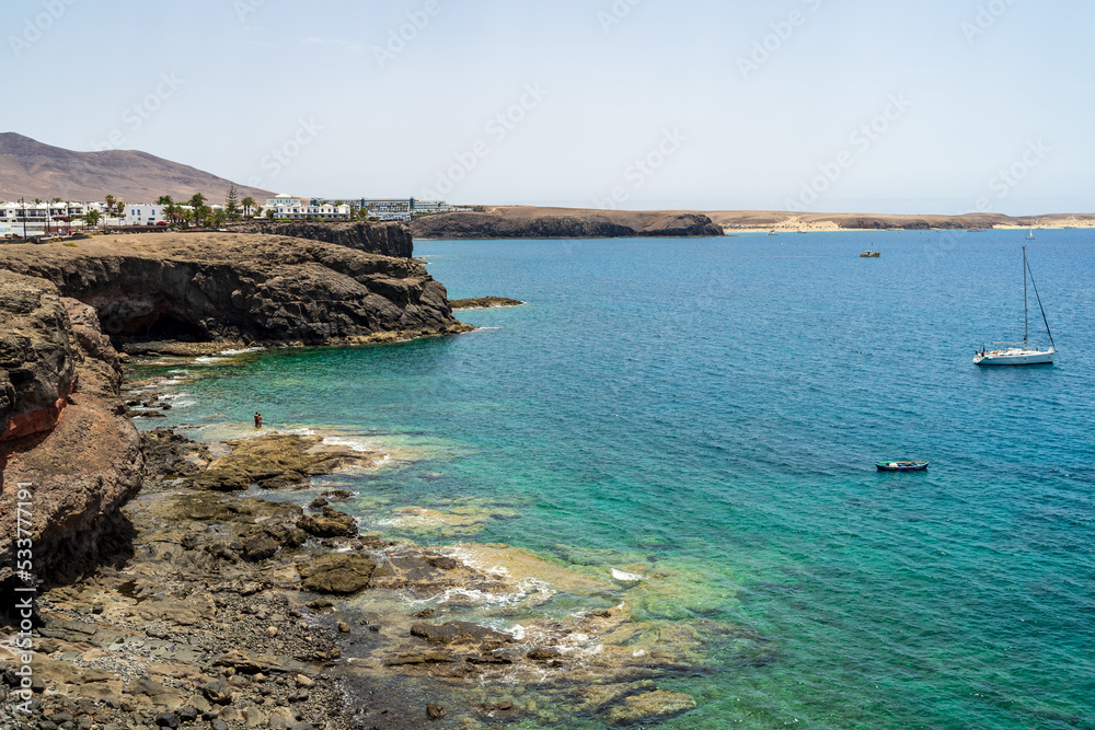 Rocky coast of the Atlantic Ocean. Playa Blanca. Lanzarote. Canary Islands. Spain. Rocky coast of the Atlantic Ocean. Playa Blanca. Lanzarote. Canary Islands. Spain.