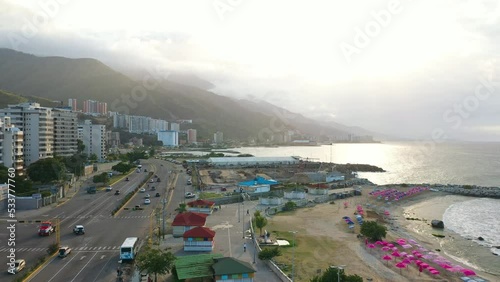 Aerial view Go kart track construction project, Caraballeda, La Guaira, Venezuela. Construction Area. photo