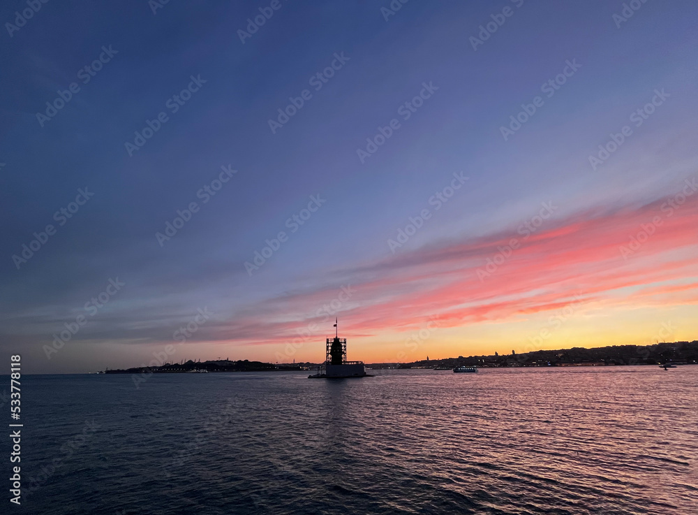 maiden towers at sunset