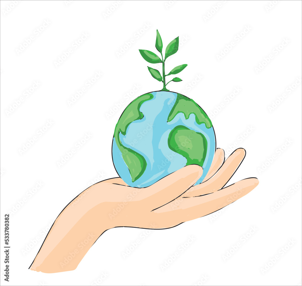 Premium Vector | Line drawing hands holding earth globe conceptual  illustration.save planet. planet earth emblem