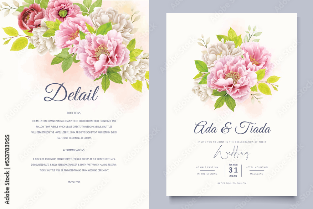 watercolor peonies border and frame background design 