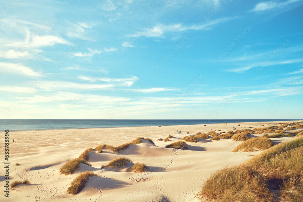 Wide sandy beach in northern Denmark. High quality photo Wide sandy beach in northern Denmark. High quality photo