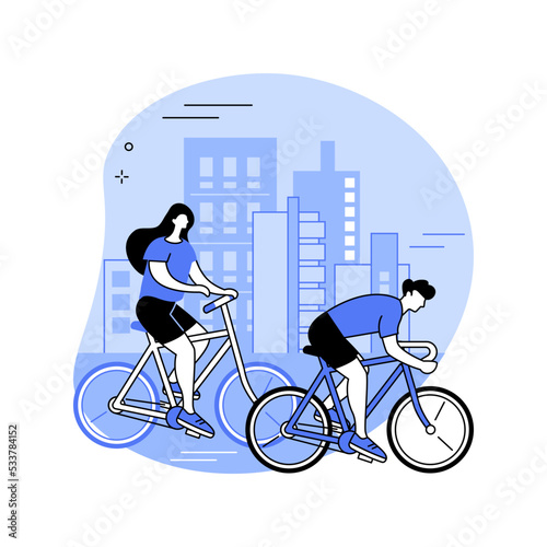 Biking isolated cartoon vector illustrations.