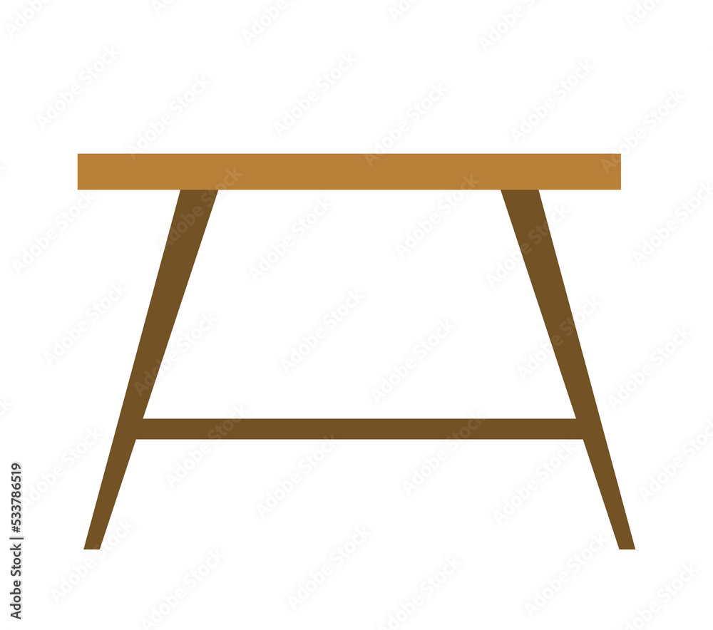 Brown table icon. Classic decorative element in vintage style. Interior for apartment and house, comfortable and beautiful furniture. Elegance and aesthetics, trend. Cartoon flat vector illustration