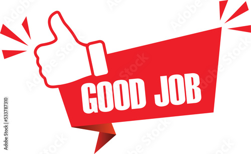 red vector illustration banner good job with thumbs up