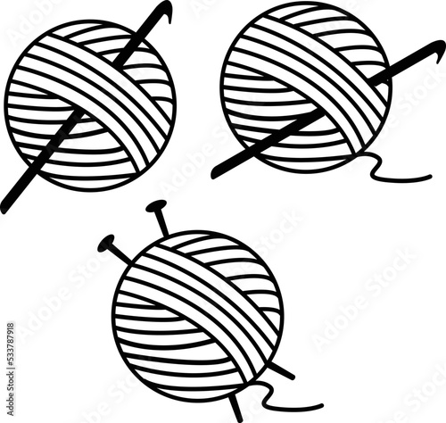 skeins of yarn for crocheting and knitting. knitting sign. flat style.
