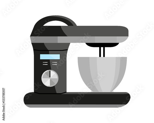 Blender kitchen food process metal bowl black flat. Display control panel controller plastic stainless steel handheld blender modern blending food smoothie making mix shake appliances icon isolated