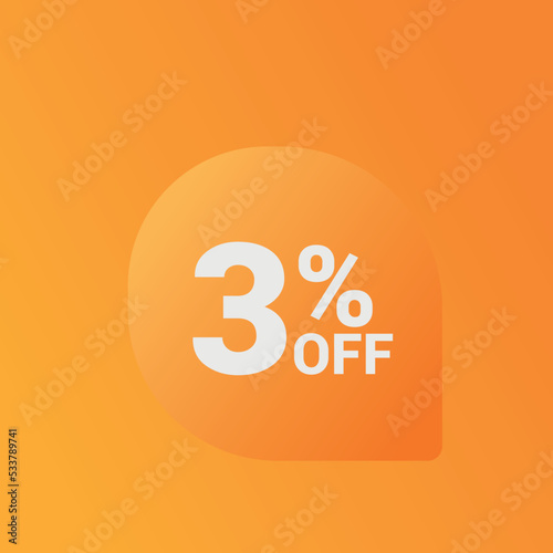 3% off Sale banner offer ad discount promotion vector banner. price discount offer. season sale promo sticker colorful background