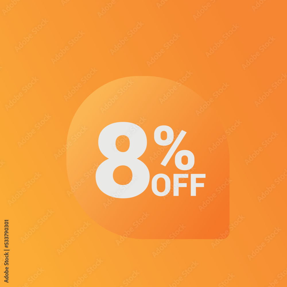 8% off Sale banner offer ad discount promotion vector banner. price discount offer. season sale promo sticker colorful background 8% off Sale banner offer ad discount promotion vector banner. price discount offer. season sale promo sticker colorful background
