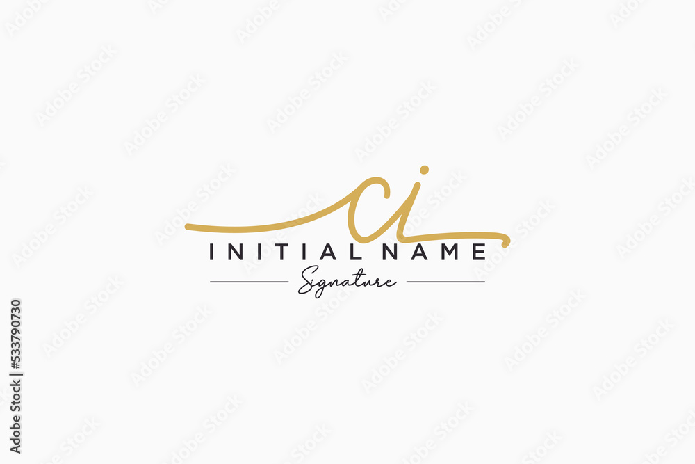Fototapeta premium Initial CI signature logo template vector. Hand drawn Calligraphy lettering Vector illustration.