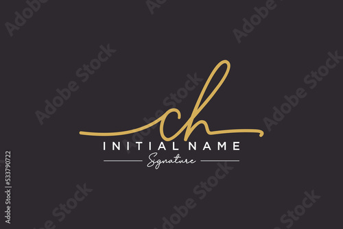 Initial CH signature logo template vector. Hand drawn Calligraphy lettering Vector illustration. photo