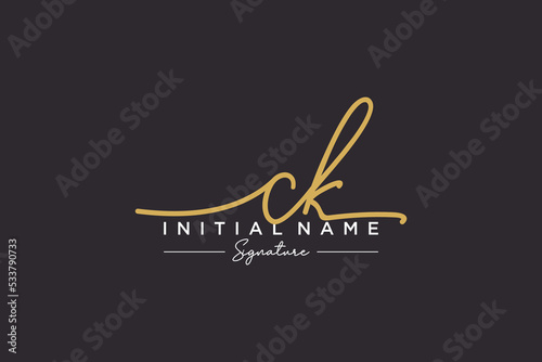 Initial CK signature logo template vector. Hand drawn Calligraphy lettering Vector illustration.