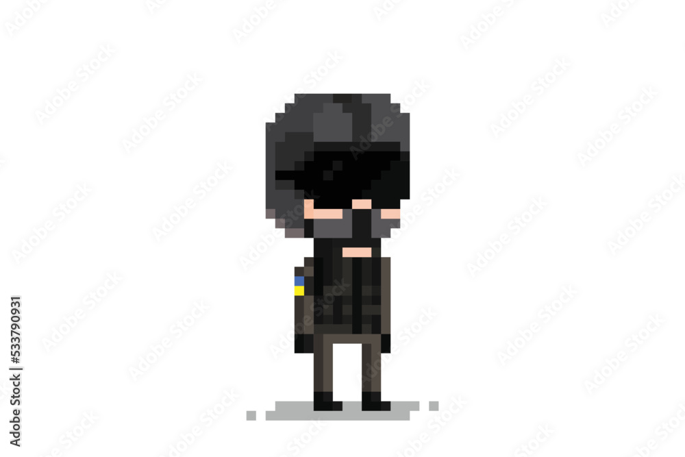 Pixel art army or police, vector file, transparent background Pixel art army or police, vector file, transparent background