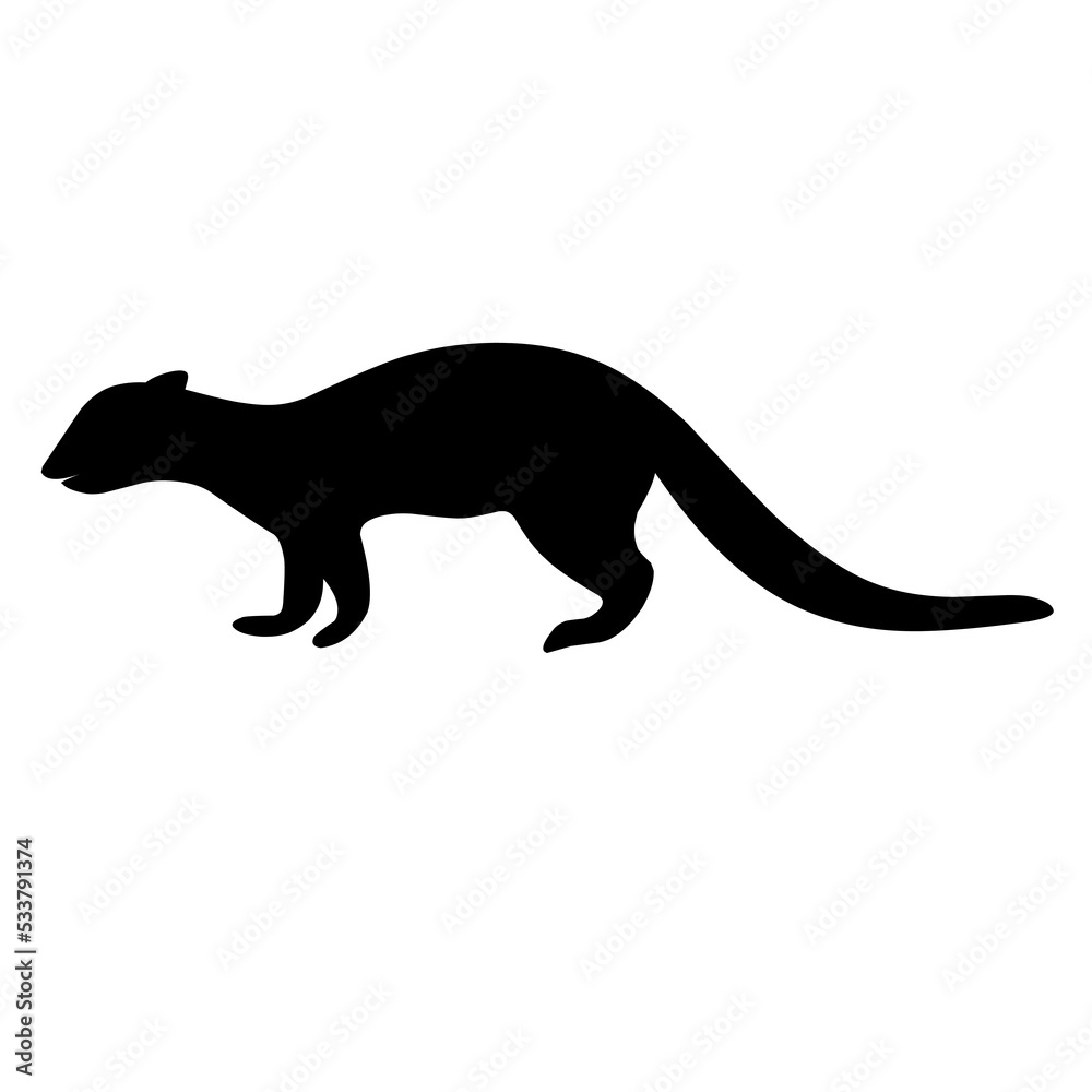 Marten silhouette vector. Forest mammal ferret icon. Isolated on a white background. Great for retro logos and animal logos