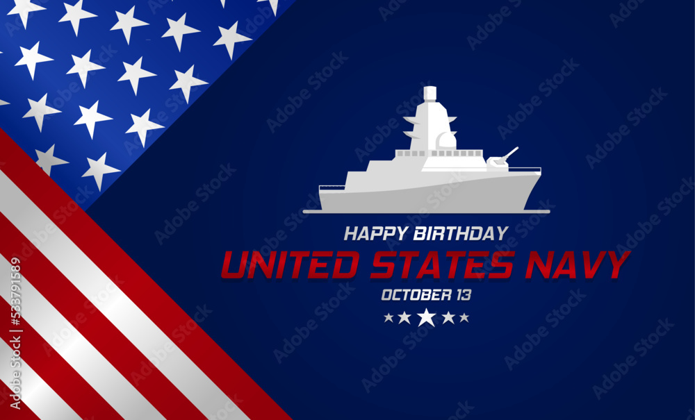 Happy birthday United States Navy vector illustration. Suitable for Poster, Banners, background and greeting card. 