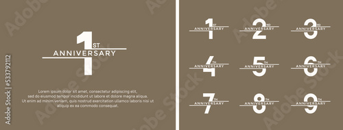 set of anniversary logo white color on brown background for celebration moment