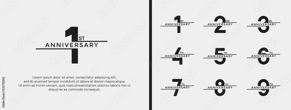 set of anniversary logo black color on white background for celebration ...
