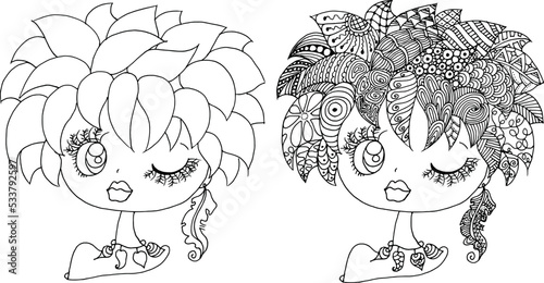 Black and white beauty hair mandala pattern design vector drawing