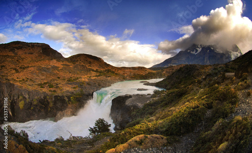 River and falls in Patagonia Southern Chile