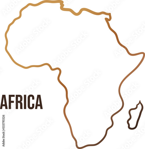 Brown gradient outline Africa continent abstract map