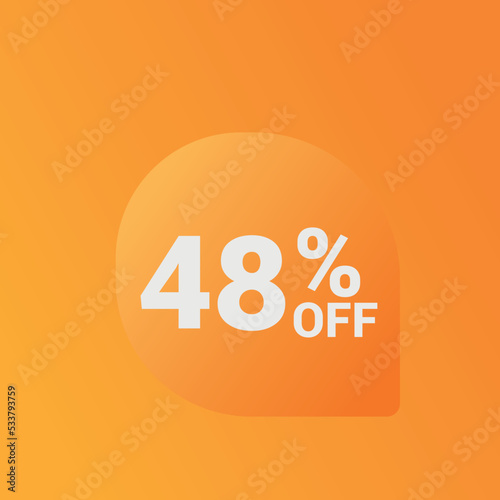 48% off Sale banner offer ad discount promotion vector banner. price discount offer. season sale promo sticker colorful background