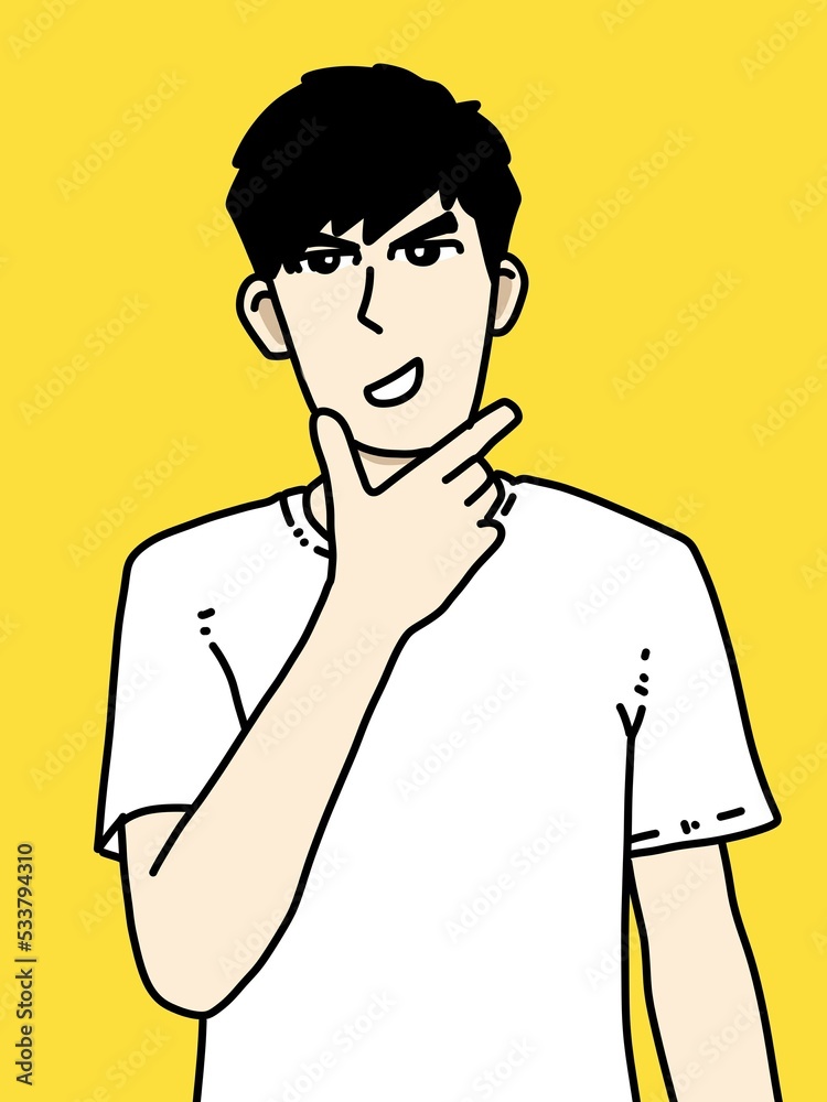 Fototapeta premium cute man cartoon on yellow background