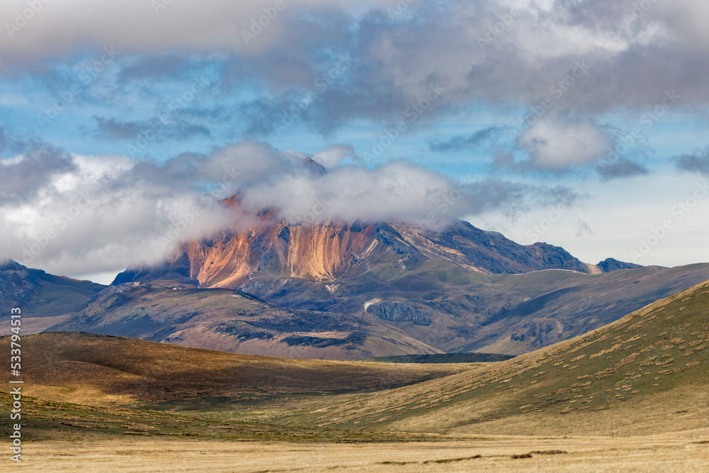 Distant mountain and clouds at high elevation, Antisana Ecological Reserve, Ecuador.