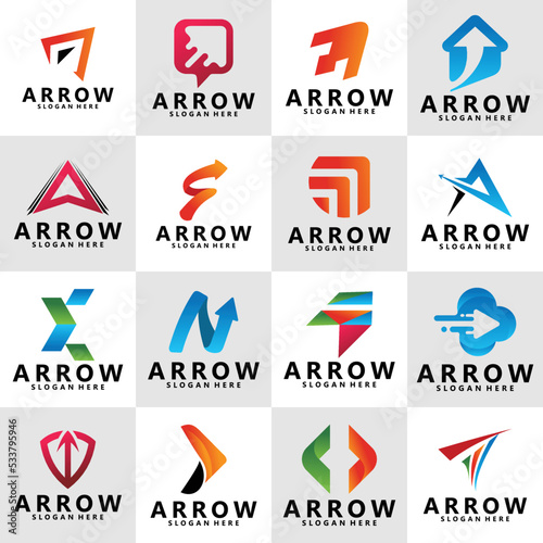 set of arrow logo design vector
