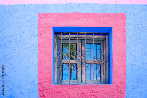 Cabo San Lucas, Mexico. Colorful wall and window.