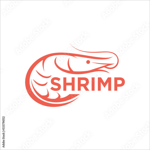 Shrimp logo. Isolated shrimp on white background. Prawns