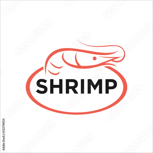 Shrimp logo. Isolated shrimp on white background. Prawns