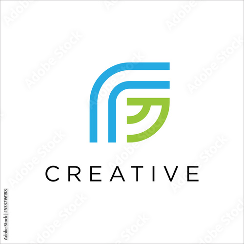 Letter FG green logo design template