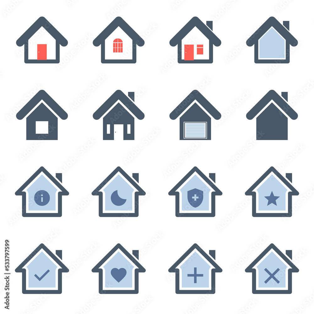 Home icon set for website and user interface. colorful sign vector.
