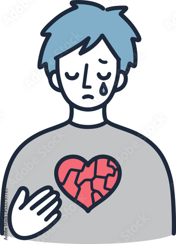 落ち込む男性　鬱　シンプルイラスト