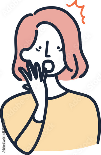 驚く女性　ビックリ　シンプルイラスト