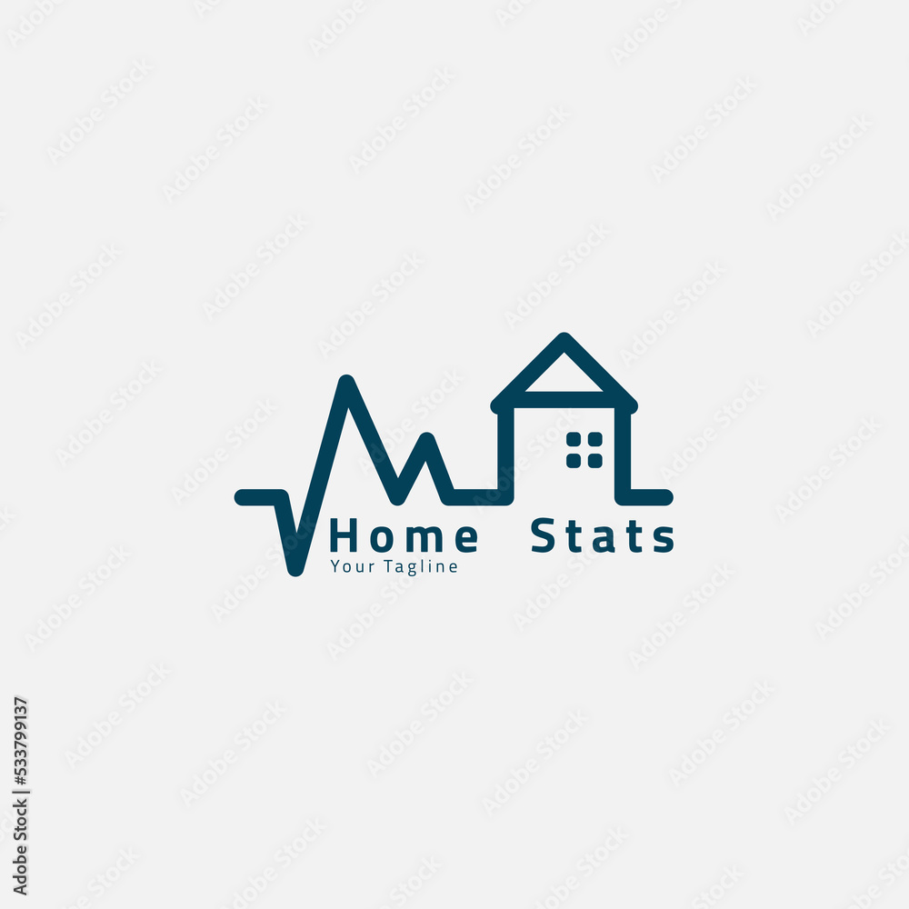 House logo with statistics line. House logo with statistics line.