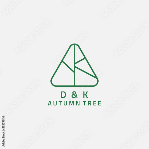 Abstract logo of tree branches forming the letters D and K.