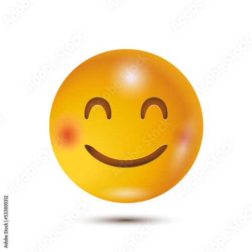 Smile. 3D stylized vector icon. smiling emoticon character design. 3D emoticon for web. for emoticon characters design collection. for interface